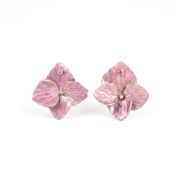 Pink Sapphire Hydrangea Stud Earrings